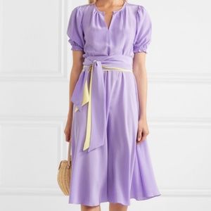 Aross Girl x Soler Brooke Silk De Chine Midi Dress in Teal/Blue NWOT
